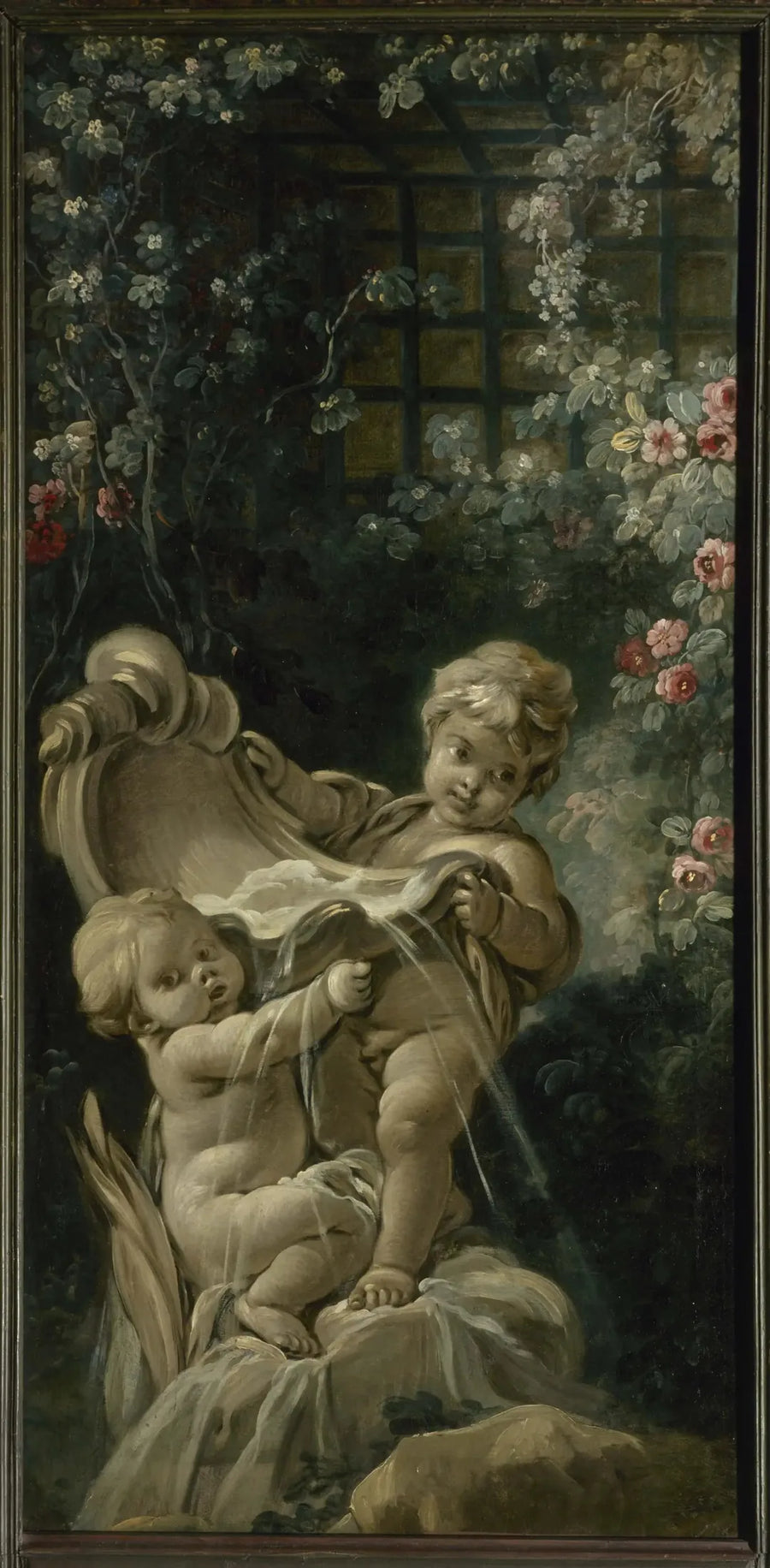 Fontän med två älskare varav en är knäböjd - François Boucher