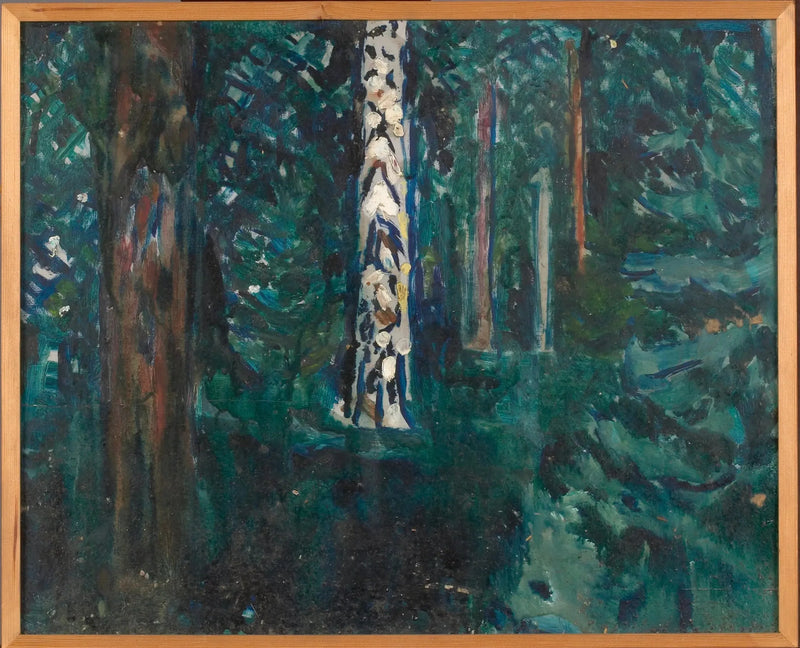 Skog med björkstammar - Edvard Munch