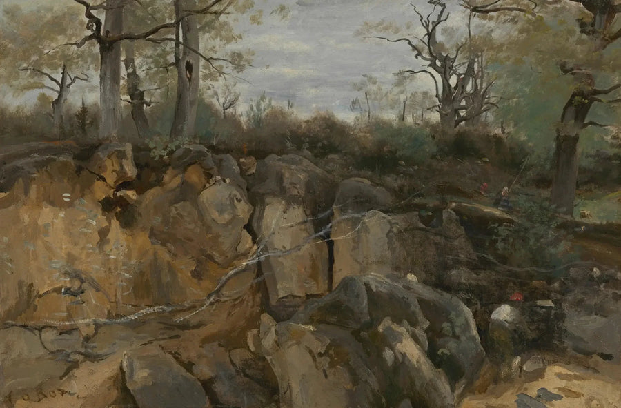 Fontainebleau-skogen, övergiven sandstensgruva - Jean-Baptiste Camille Corot