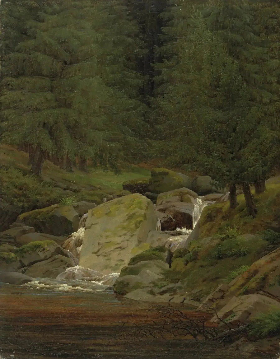 granar med vattenfall - Caspar David Friedrich