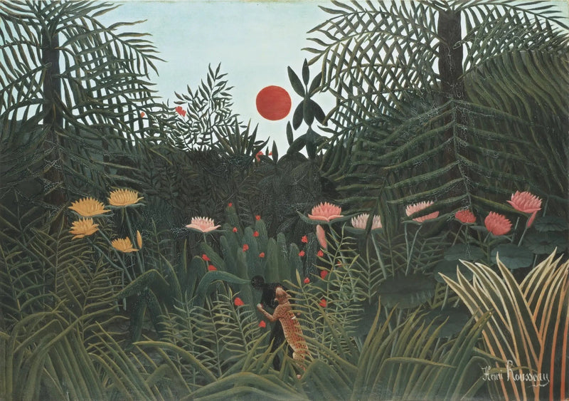 Vildmark vid solnedgången - Henri Rousseau