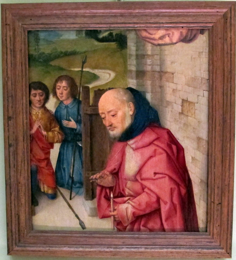 fragment av en Betlehem med Josef och två herdar - Dirk Bouts
