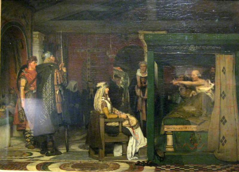 Frédégonde som besöker Prétextat på sin dödsbädd - Lawrence Alma-Tadema
