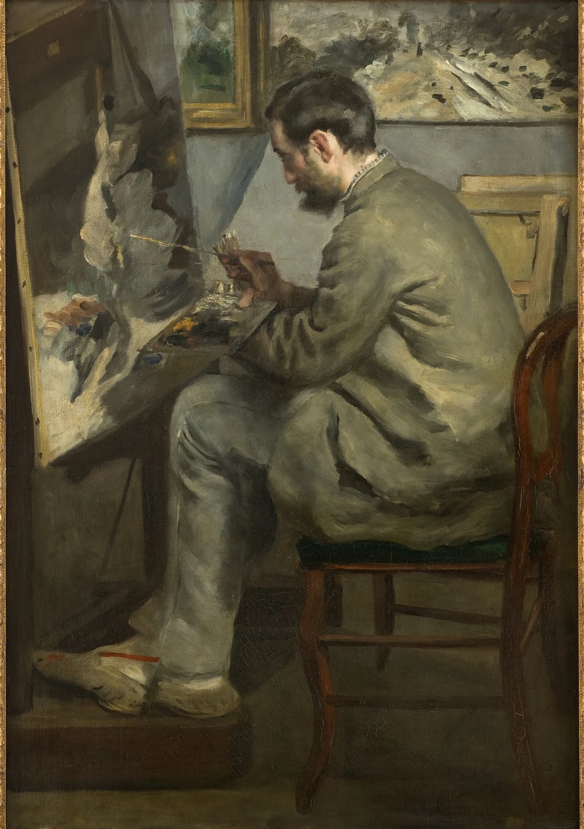 Frédéric Bazille målar vid sin staffli - Pierre-Auguste Renoir