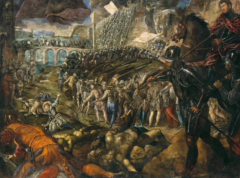 Frédéric II erövrar Parma 1521. Tavla av Tintoretto, 1578/79, för hans son Guillaume - Jacopo Tintoretto