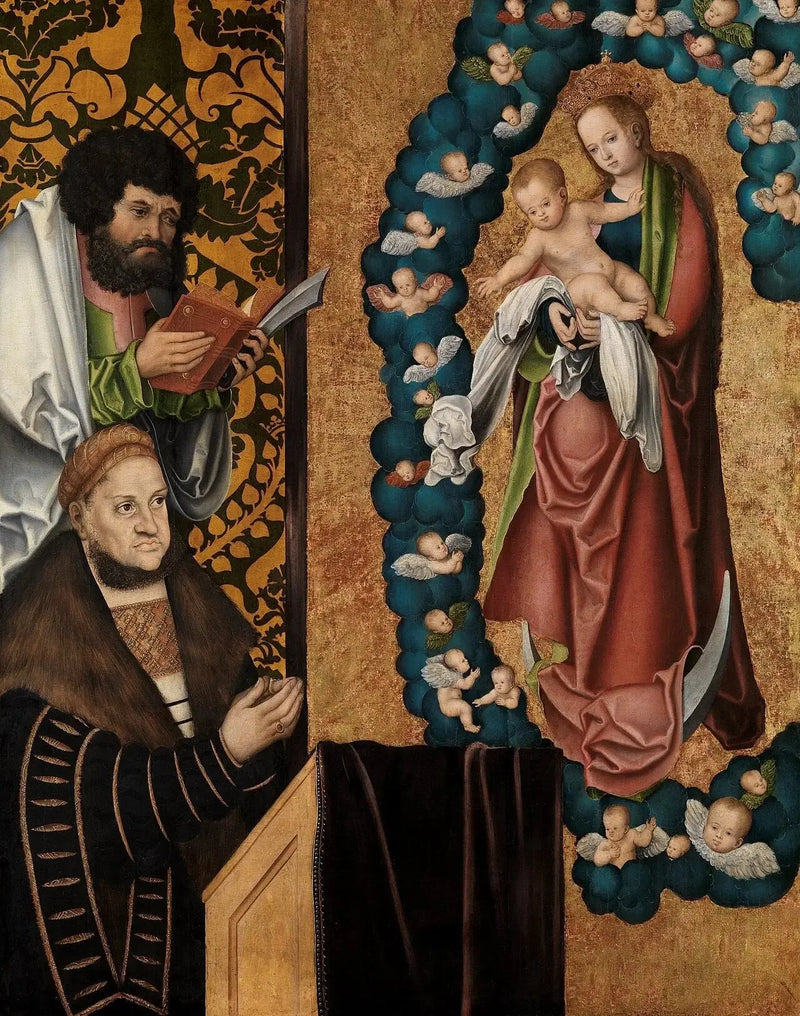 Frédéric le Sage i vördnad för den apokalyptiska Guds Moder - Lucas Cranach den äldre