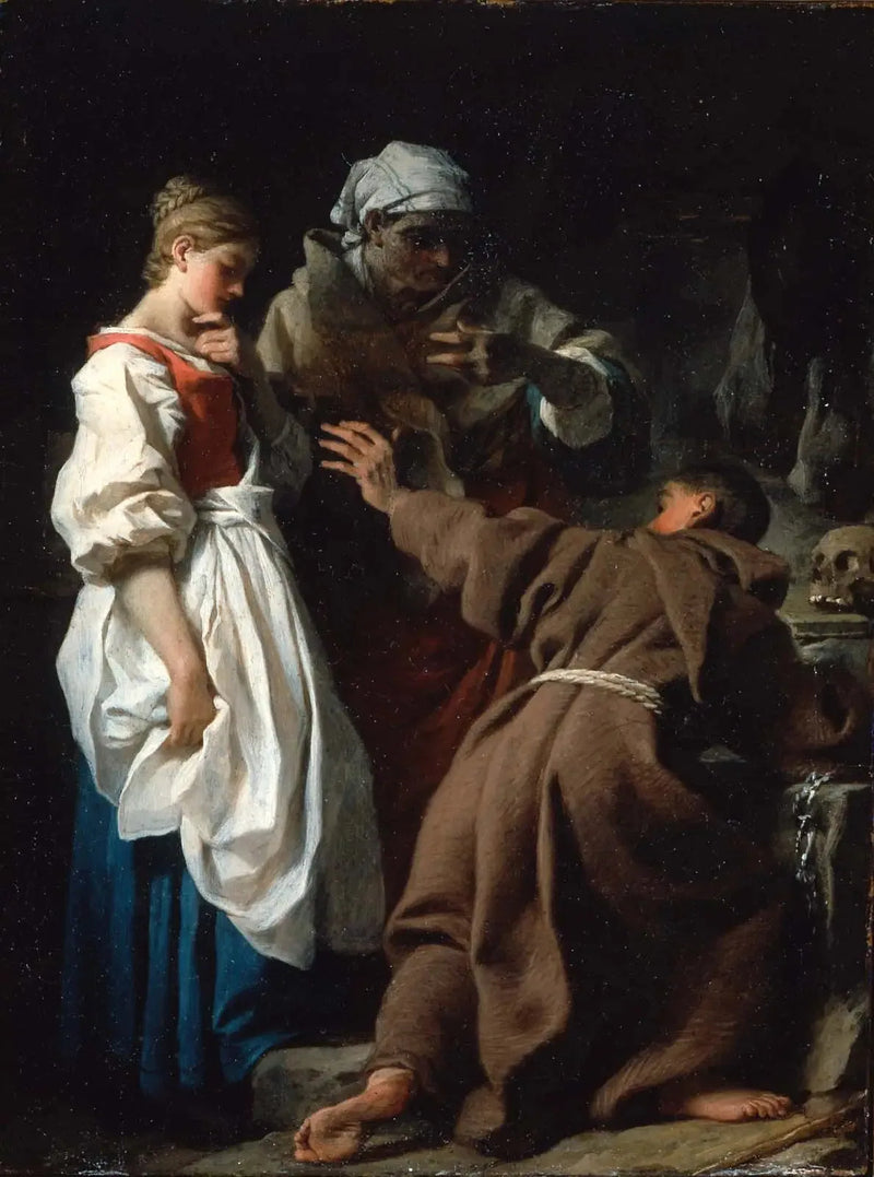Broder Luce, eremiten, med änkan och hennes dotter - Pierre Subleyras
