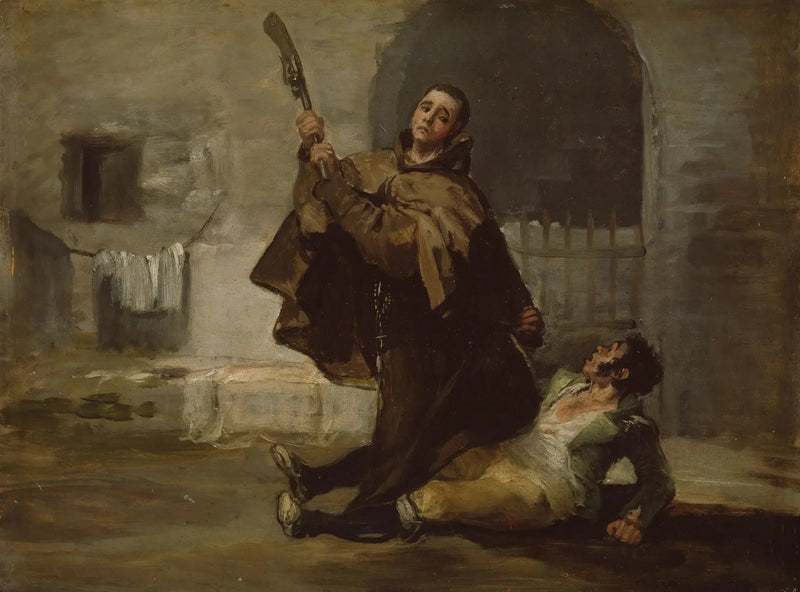 Broder Pedro slår El Maragato med gevärskolven - Francisco de Goya