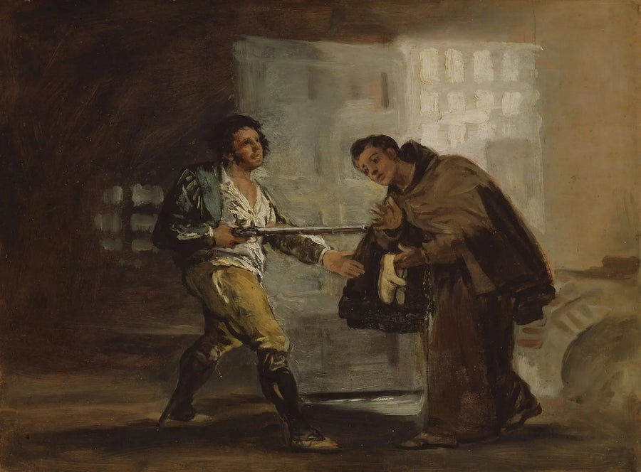 Broder Pedro erbjuder skor till El Maragato och förbereder sig för att lägga undan sitt vapen - Francisco de Goya