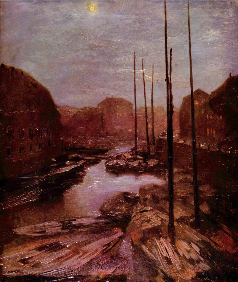 Friedrichsgracht i månljus - Adolph von Menzel