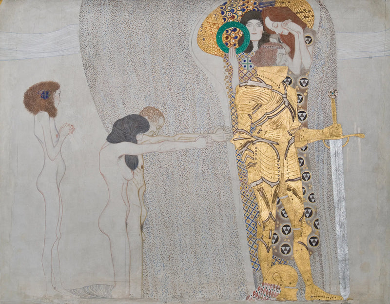 Beethovenfris (plansch 3, vänstra väggen): Längtan efter lycka - Gustav Klimt
