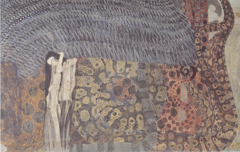 Frise Beethoven (platta 6, centralvägg): De fientliga krafterna - Gustav Klimt