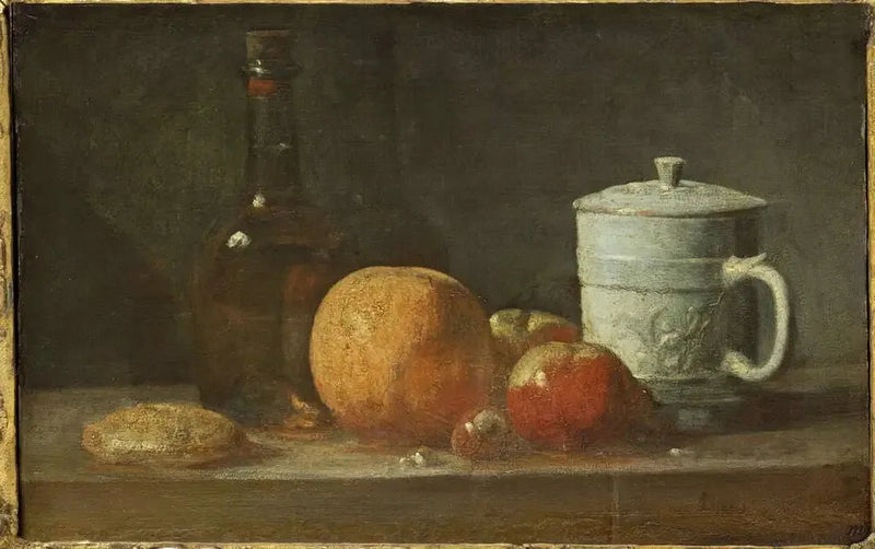 Frukter, Flaska, Kanna och Massepain - Jean Simeón Chardin