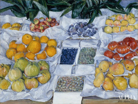 Fruits exposés sur un support - Caillebotte - Reproductions de tableaux et peintures haut de gamme