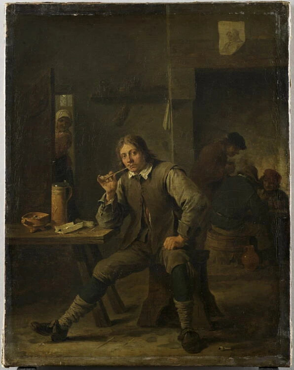 Fumeur accoudé à une table - David II Teniers