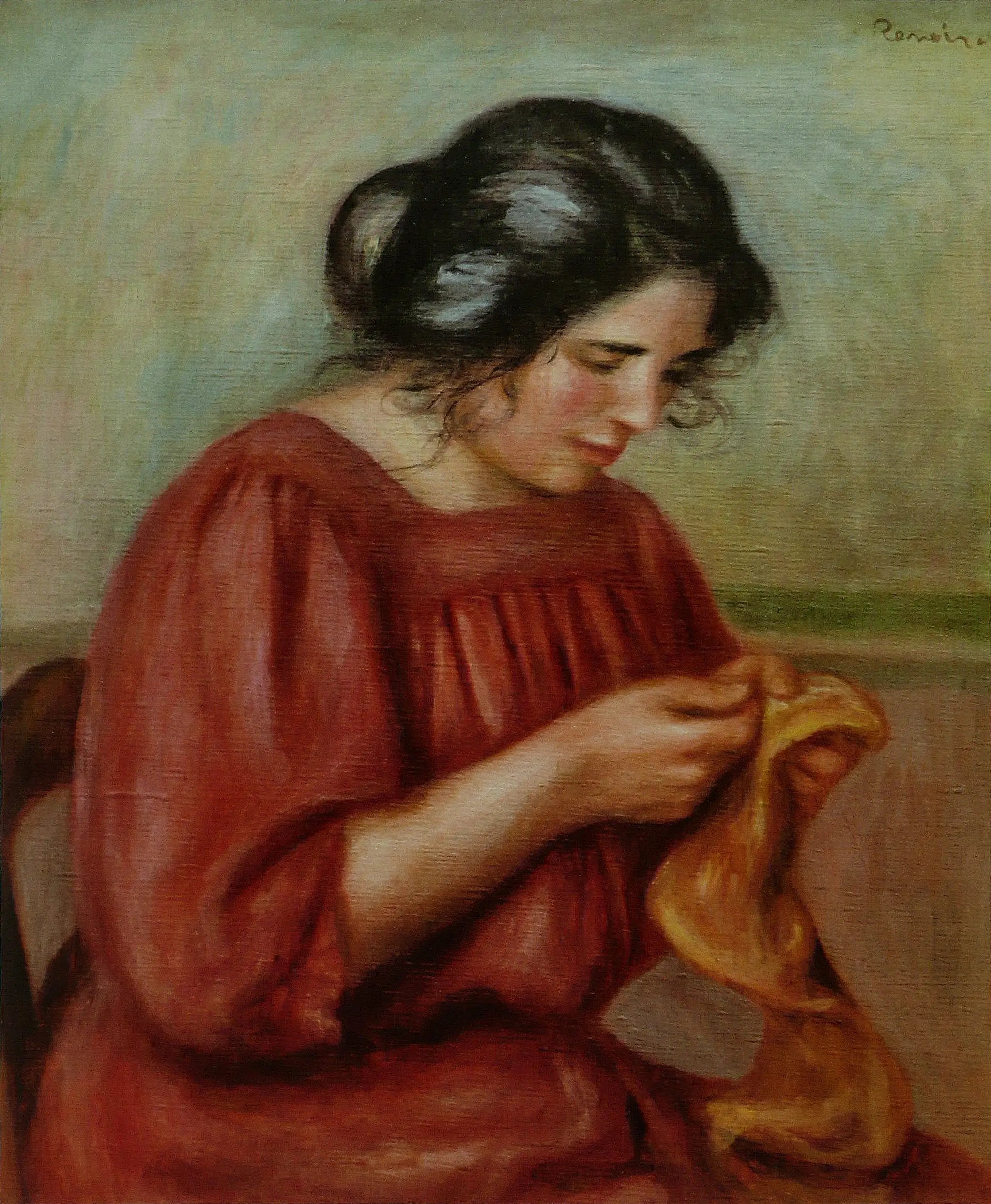 Gabrielle reprenant - Pierre-Auguste Renoir image 1 copie peinte à la main à l’huile
