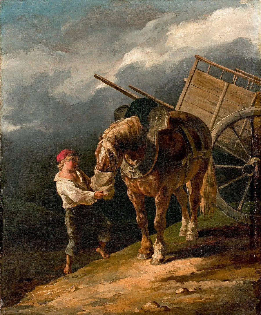 Pojke som ger havre till en avspänd häst - Théodore Géricault