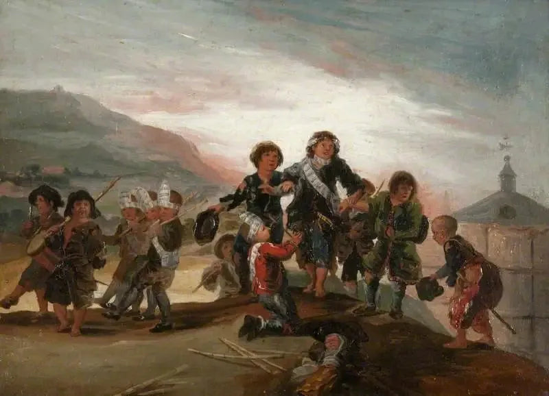 Pojkar som leker soldater - Francisco de Goya