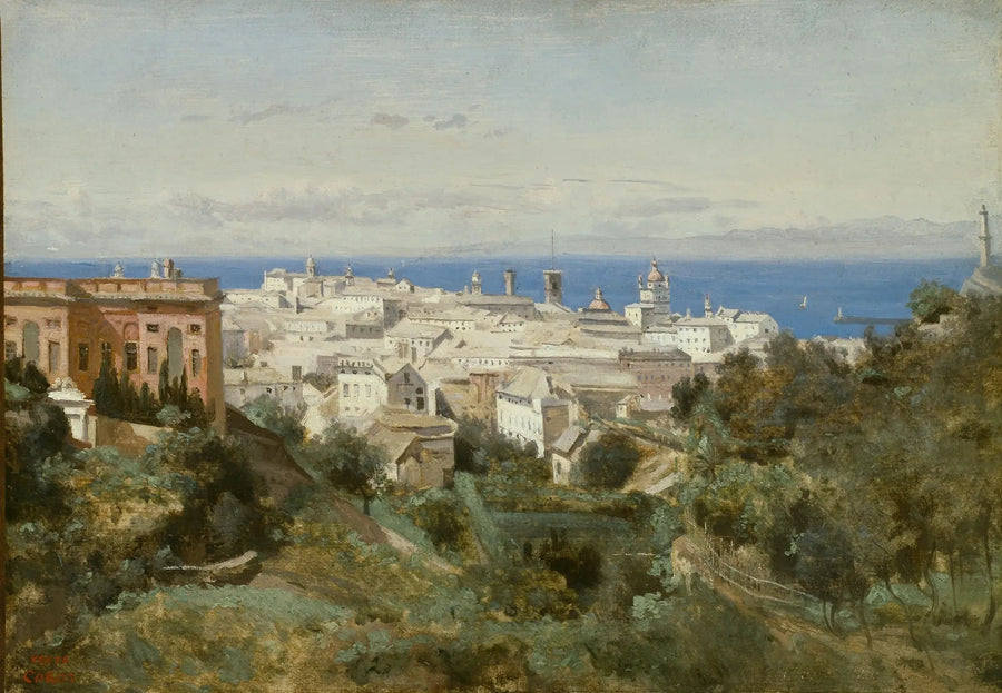 Genua, vy över promenaden Acqua Sola - Jean-Baptiste Camille Corot