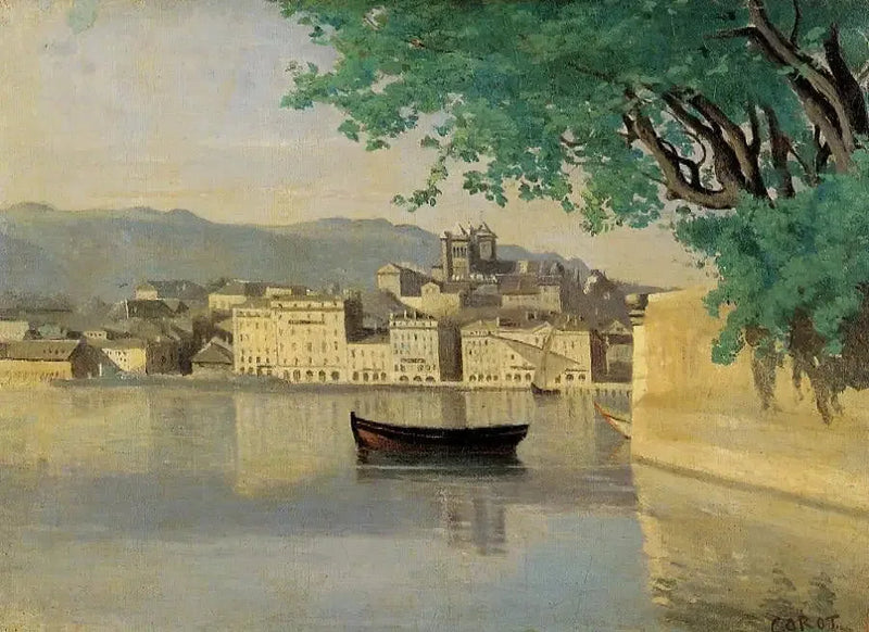 Genève, utsikt över en del av staden - Jean-Baptiste Camille Corot