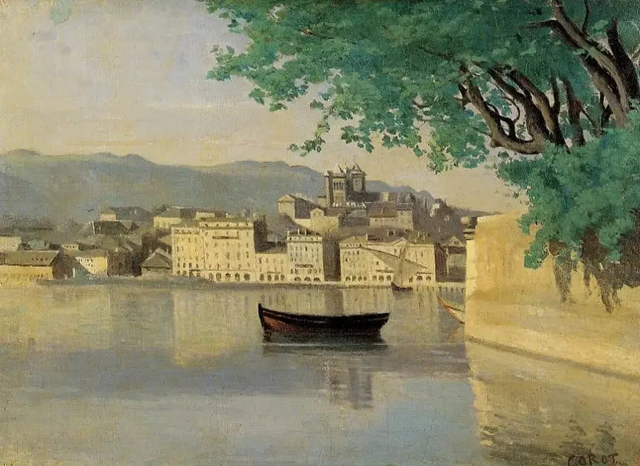 Genève, utsikt över en del av staden - Jean-Baptiste Camille Corot