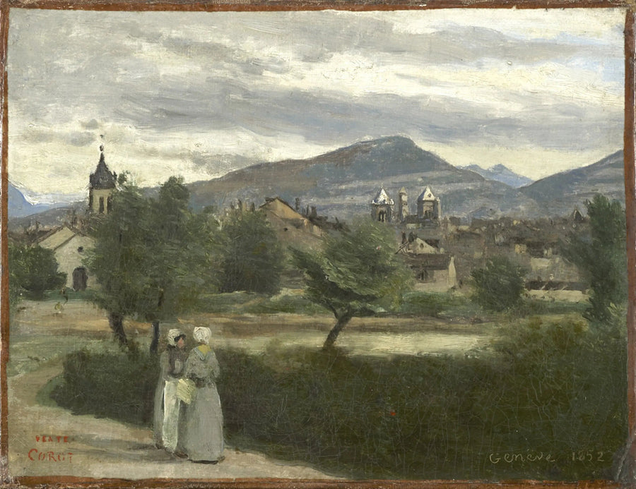 Genève. Utsikt från landsbygden, med Petit Salève i horisonten - Jean-Baptiste Camille Corot