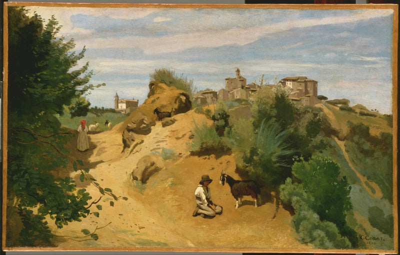 Genzano, herde i utkanten av en by - Jean-Baptiste Camille Corot