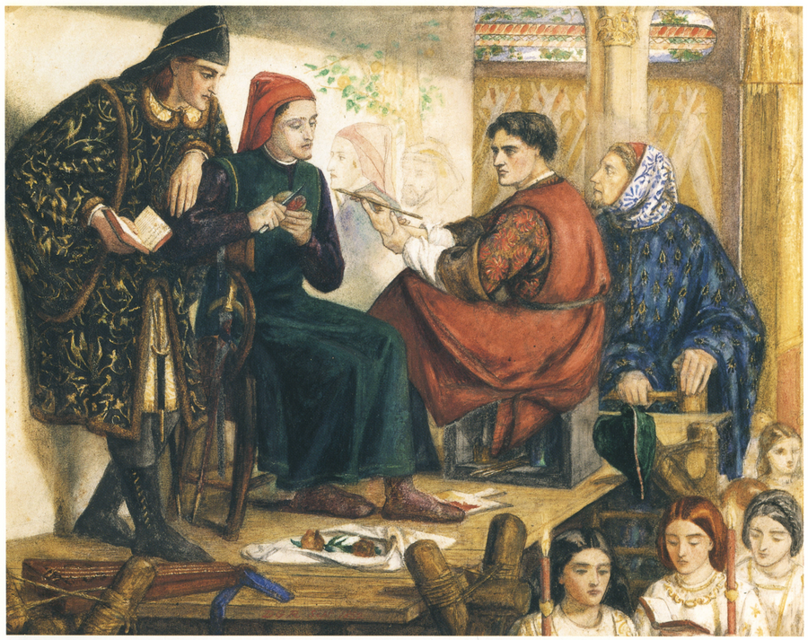 Giotto målar porträtt av Dante - Dante Gabriel Rossetti