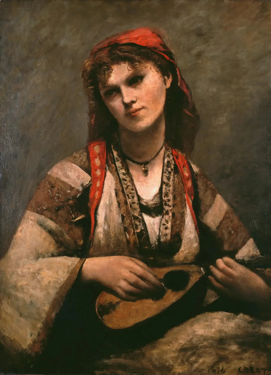 Gitane med mandolin - Jean-Baptiste Camille Corot