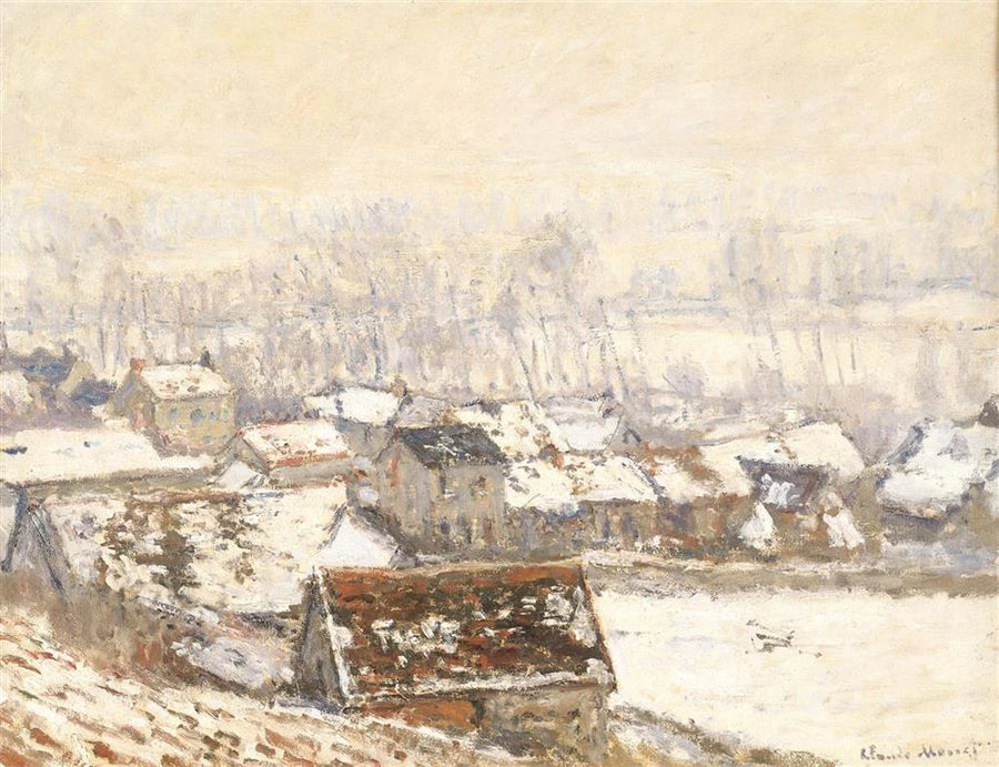 Byn Giverny under snön W1055 - Claude Monet