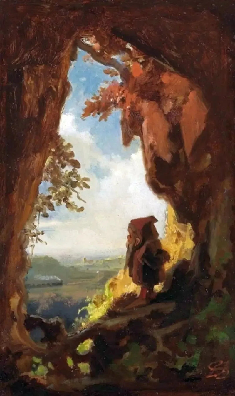 Gnom som tittar på ett tåg - Carl Spitzweg
