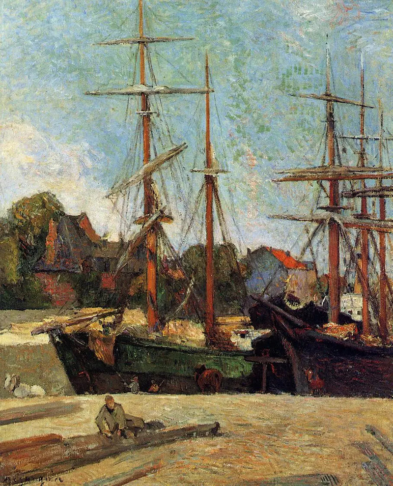 Skonare och tre-master vid kaj, eller Båtar i hamn - Paul Gauguin