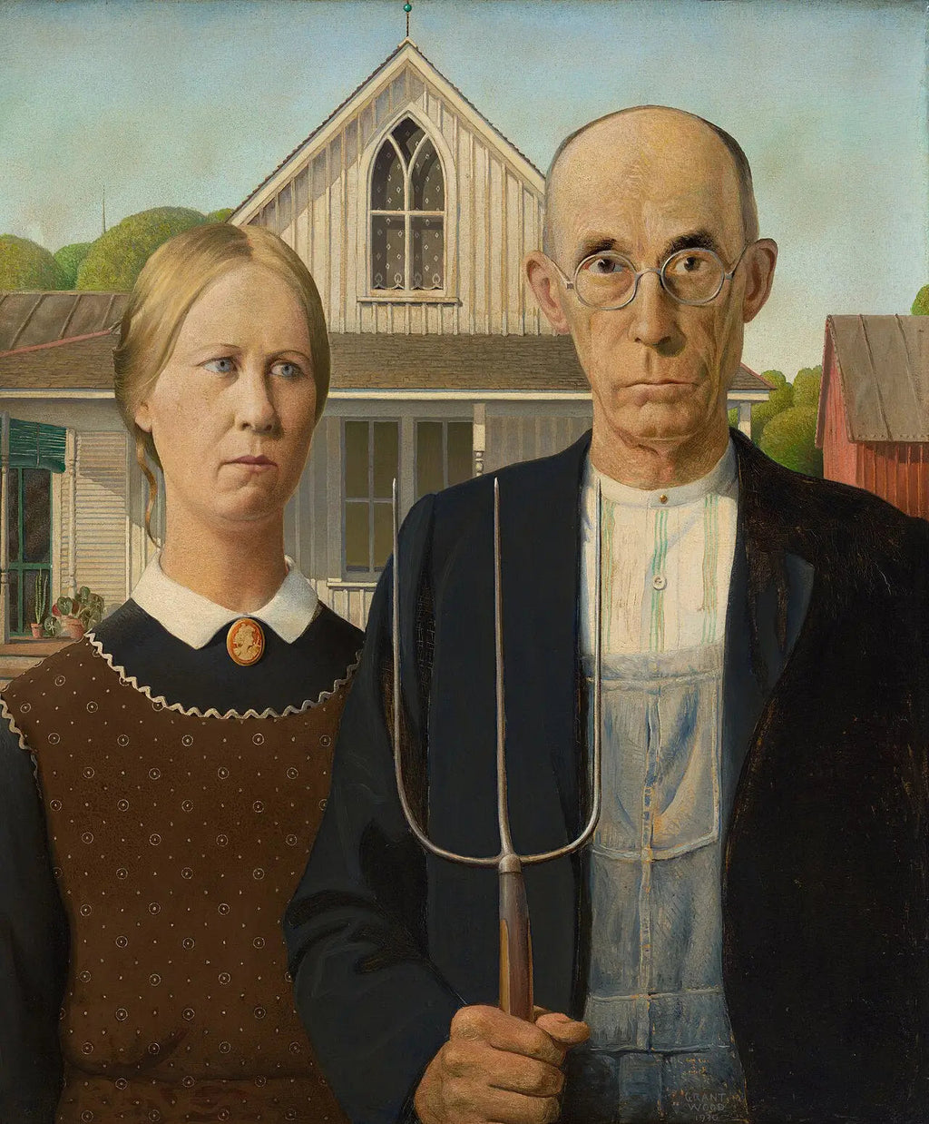 gothique américain - Grant Wood image 1 copie de tableau peinte à la main