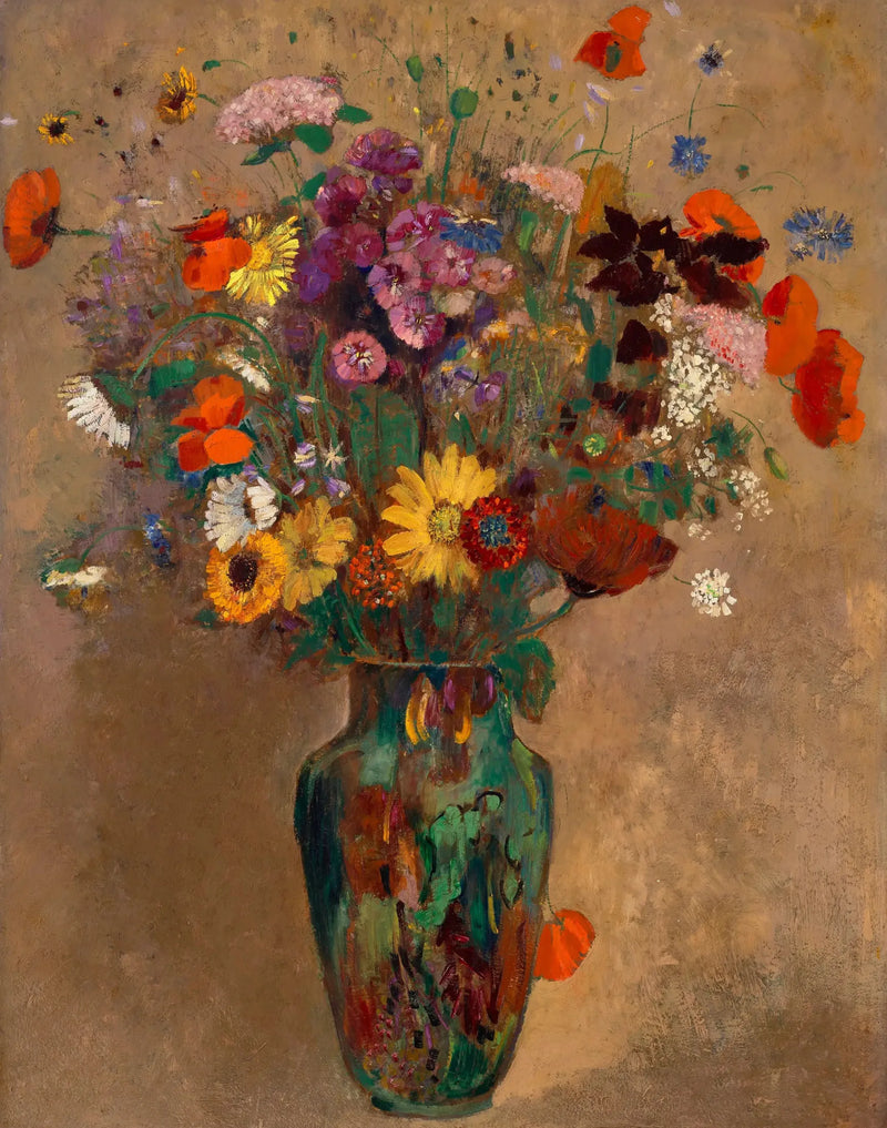 Stor bukett av ängsblommor - Odilon Redon