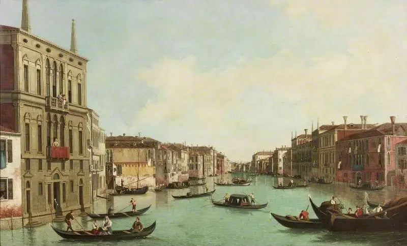 Grand Canal, Venedig, vy mot nordost från Palazzo Balbi till Rialtobron - Canaletto