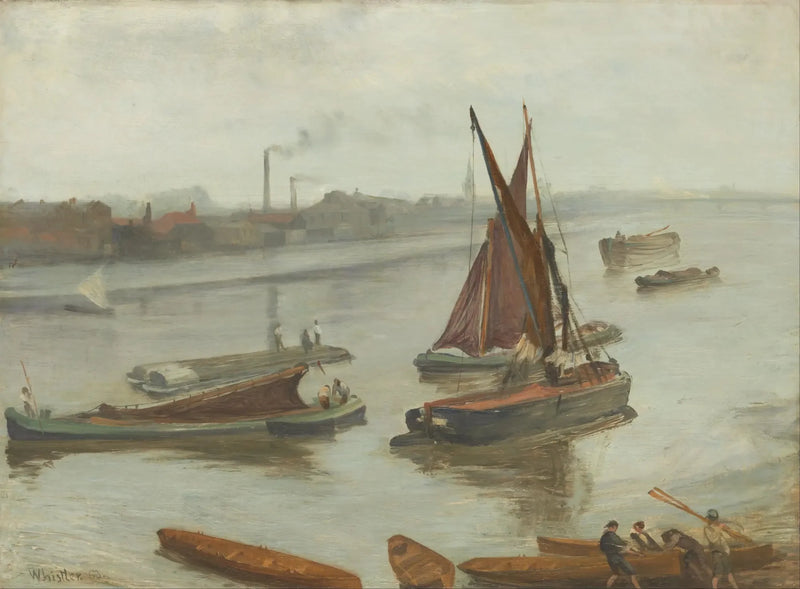 Grå och silver: Old Battersea Reach - James Abbott McNeill Whistler