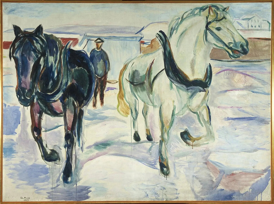 Hästgrupp i snön - Edvard Munch
