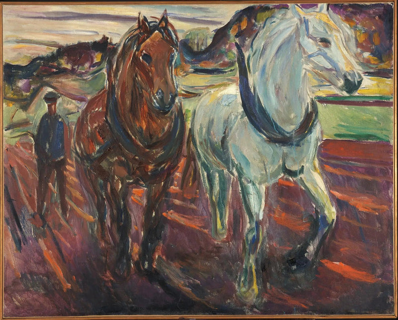 Grupp av draghästar - Edvard Munch