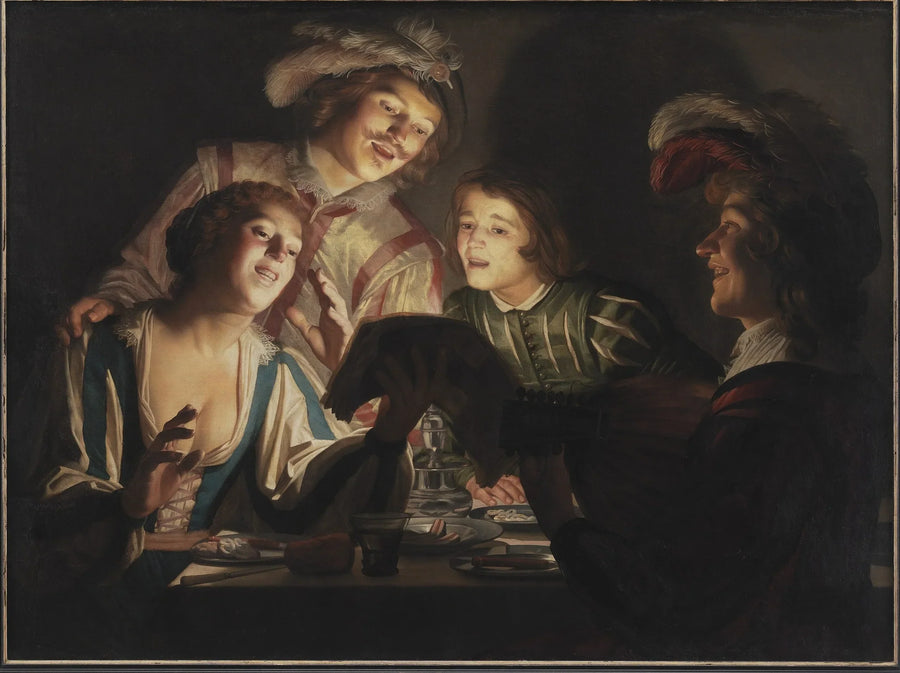 Musikgrupp i ljuset av ljuslyktor - Gerrit van Honthorst
