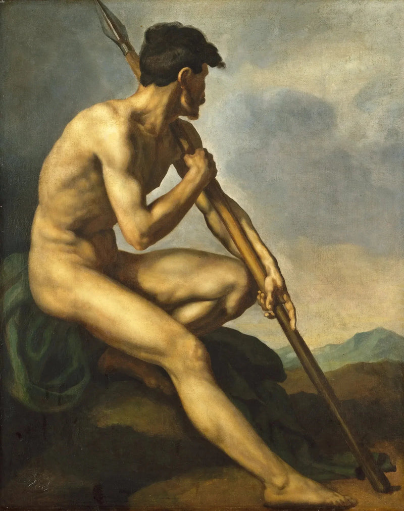 Naken krigare med en lans - Théodore Géricault