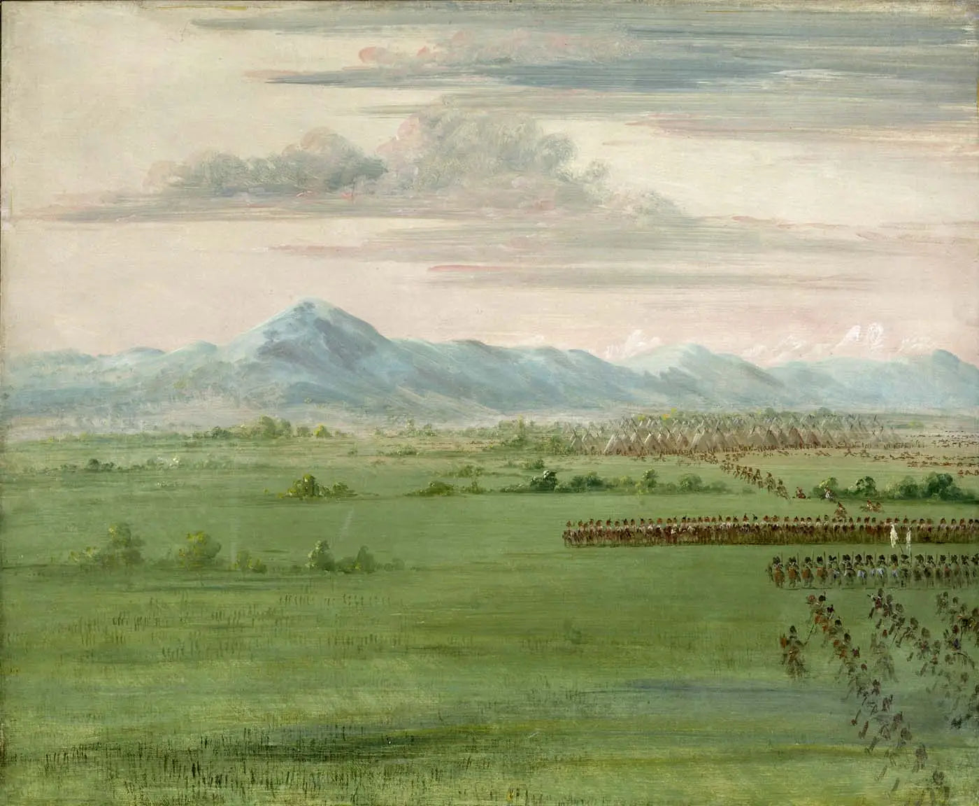 Guerriers Comanches avec drapeau blanc recevant les dragons - George Catlin - Alpha Reproduction