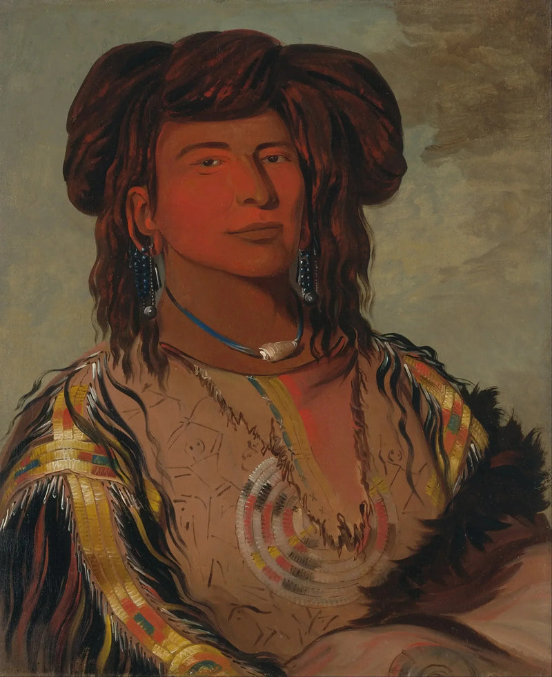 Ha-wón-je-tah, En horn, Huvudchef för Miniconjou-stammen - George Catlin