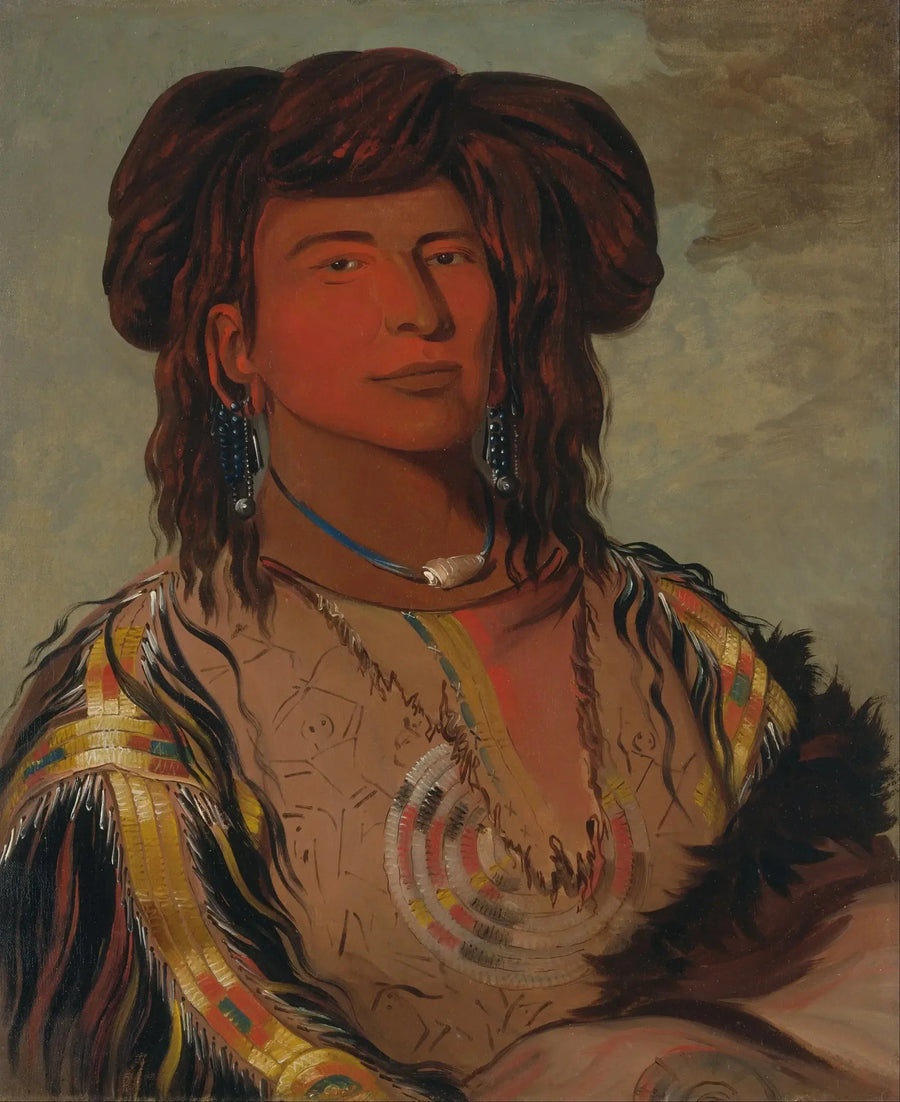 Ha-wón-je-tah, En horn, Huvudchef för Miniconjou-stammen - George Catlin