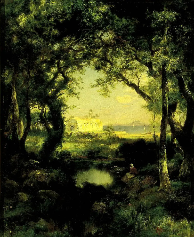 Mexikansk hacienda, Cuitzeo-sjön - Thomas Moran