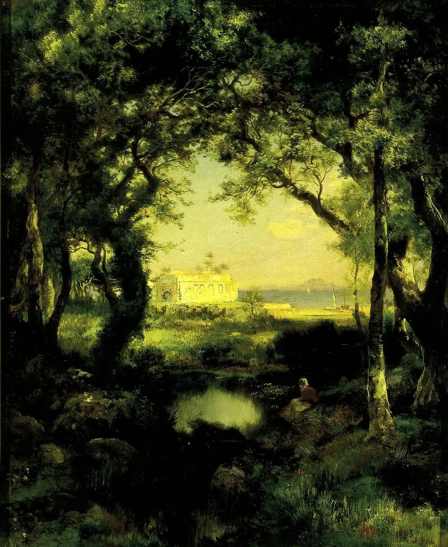 Mexikansk hacienda, Cuitzeo-sjön - Thomas Moran