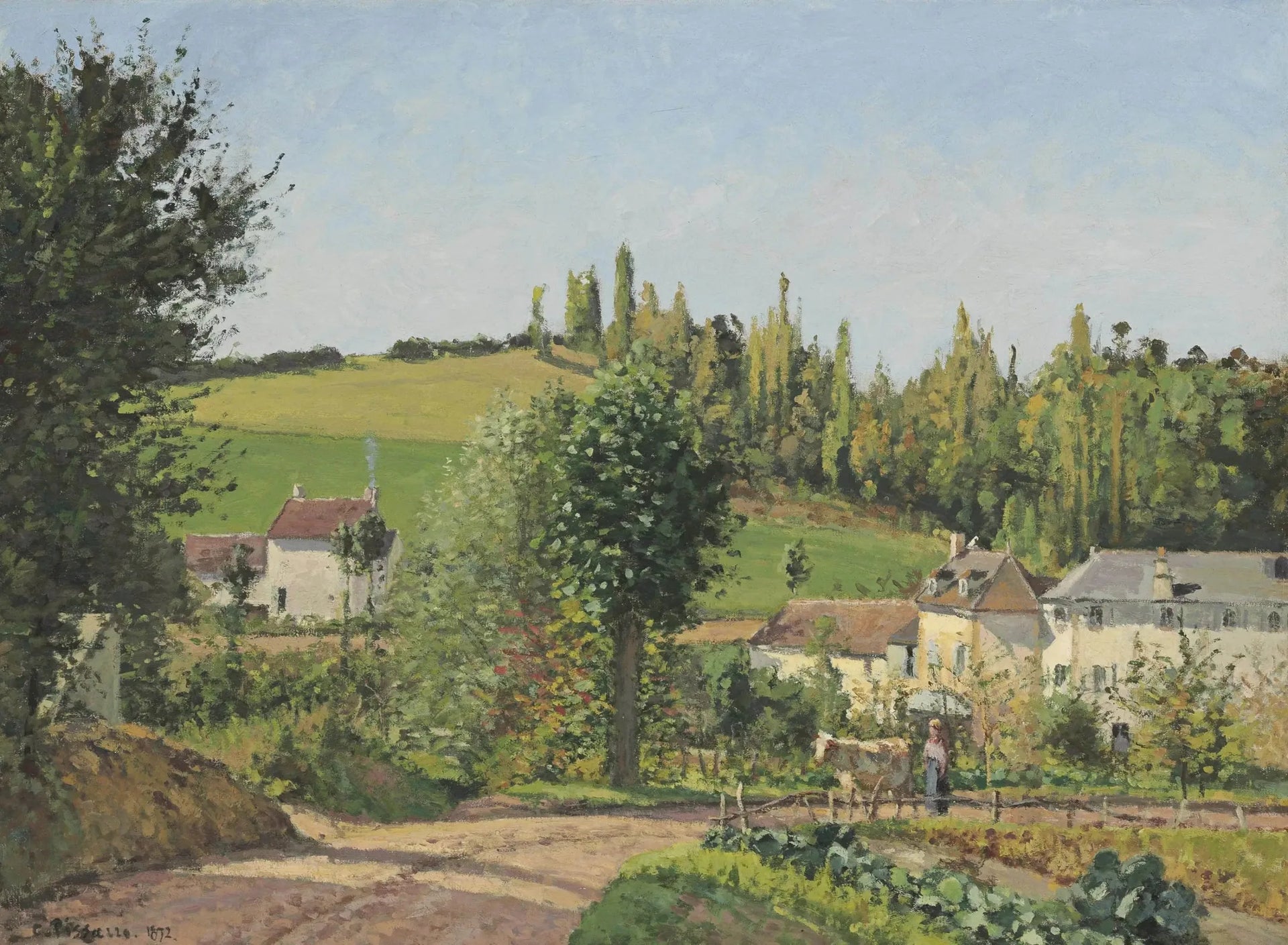 Hameau aux environs de Pontoise - Camille Pissarro image 1 copie peinte à la main à l’huile