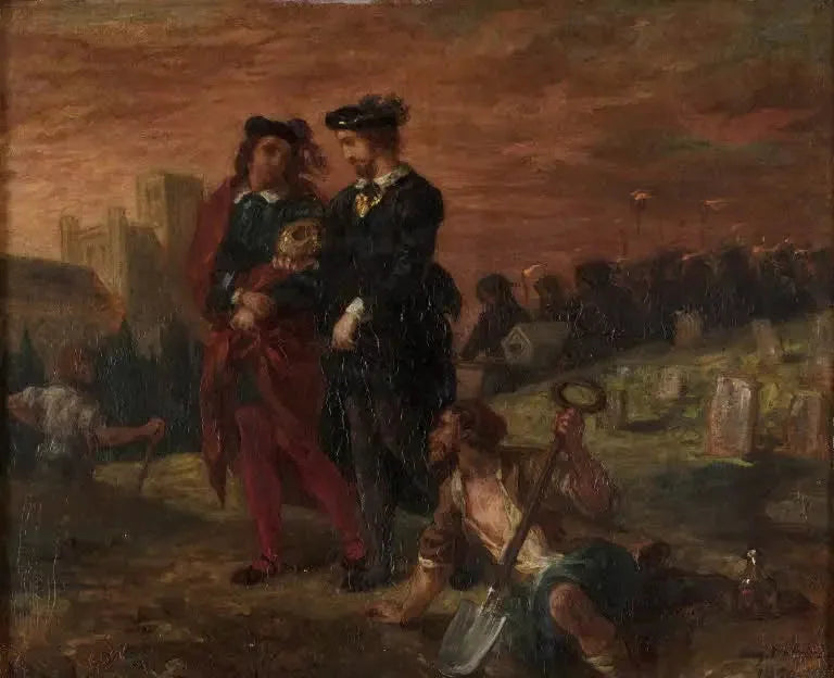 Hamlet och Horatio på kyrkogården - Eugène Delacroix