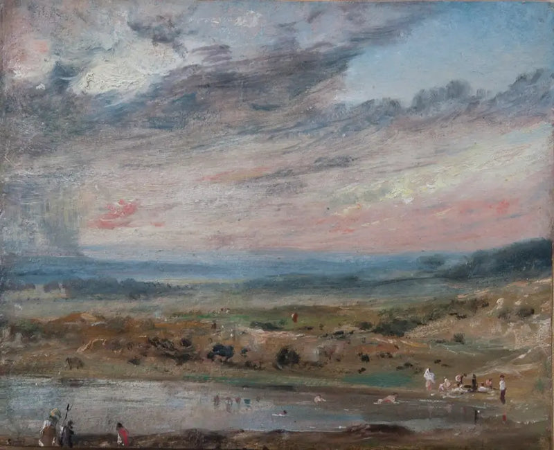 Hampstead Heath, med damm och badare - John Constable
