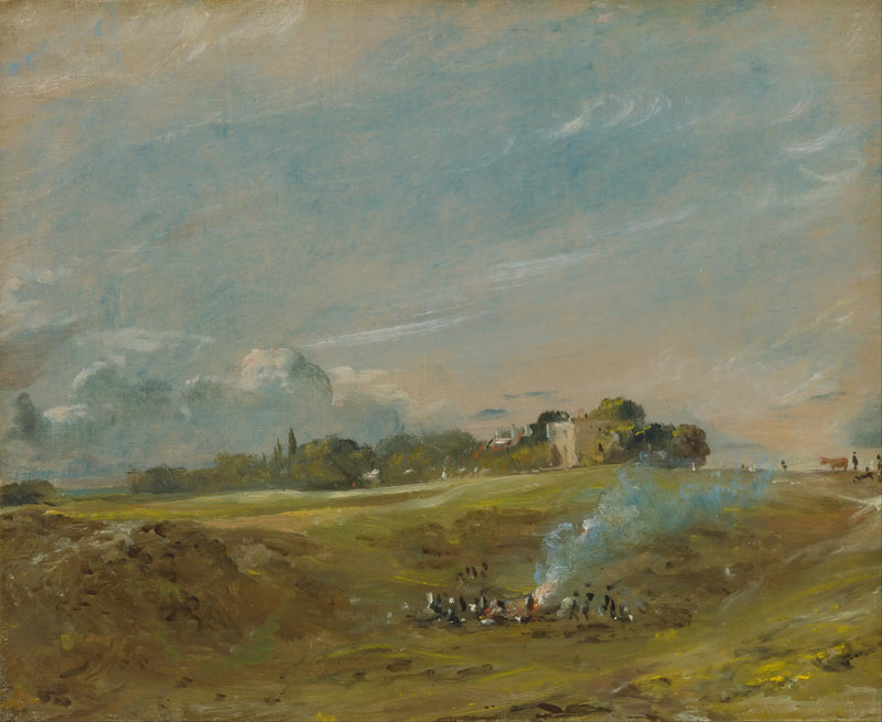 Hampstead Heath, med en lägereld - John Constable