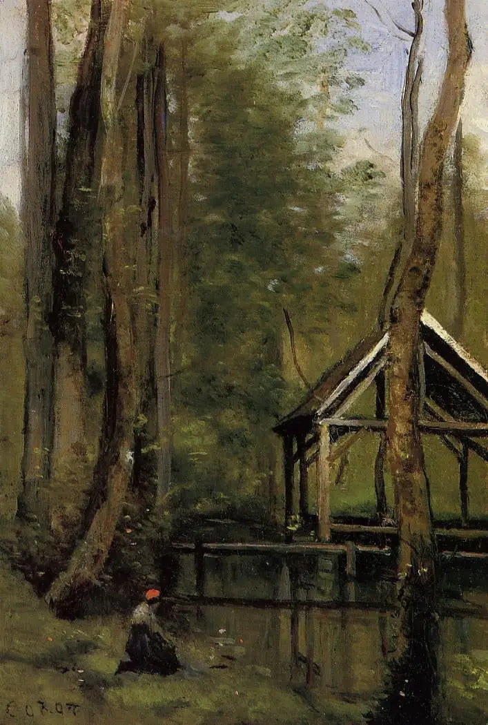 Fiskhangar vid Mothois nära Gournay-en-Brais - Jean-Baptiste Camille Corot